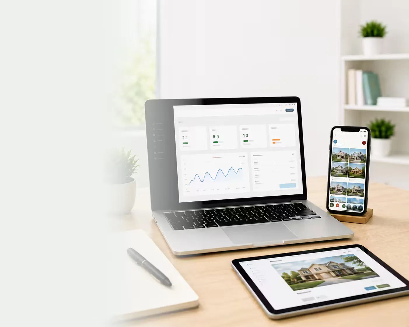 A modern, technology-driven real estate workspace