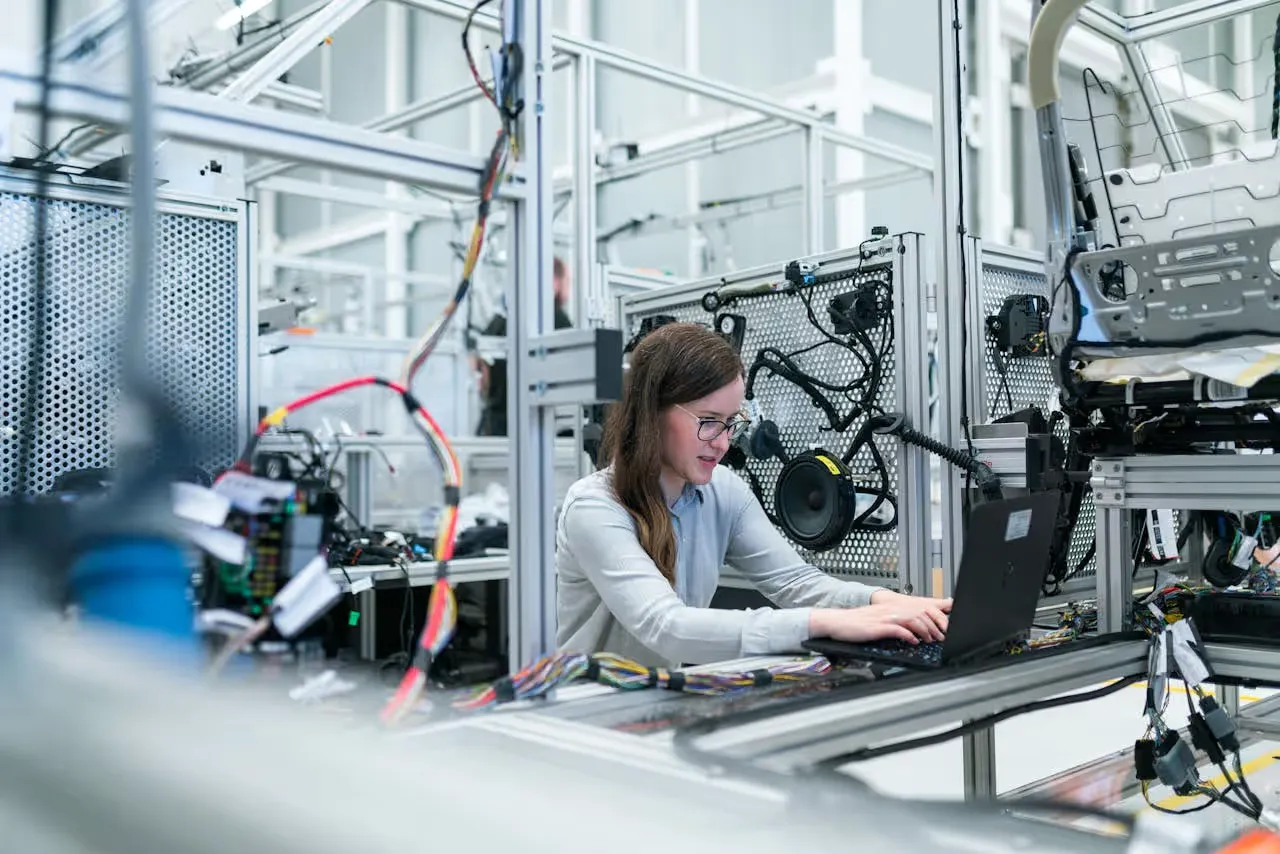 A woman working on a computer
